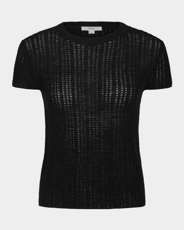 Crewneck Waffle-Knit Top